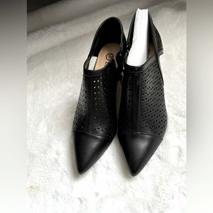 Black booties leather cut out side with side zipper